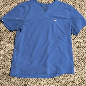 Figs 3 pocket Scrub top Ceil Blue X large